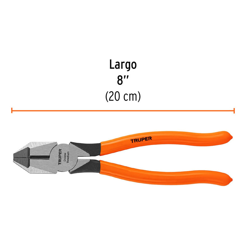 Pinza Para Electricista 8' Cabeza Cuadrada Mango Pvc, Truper