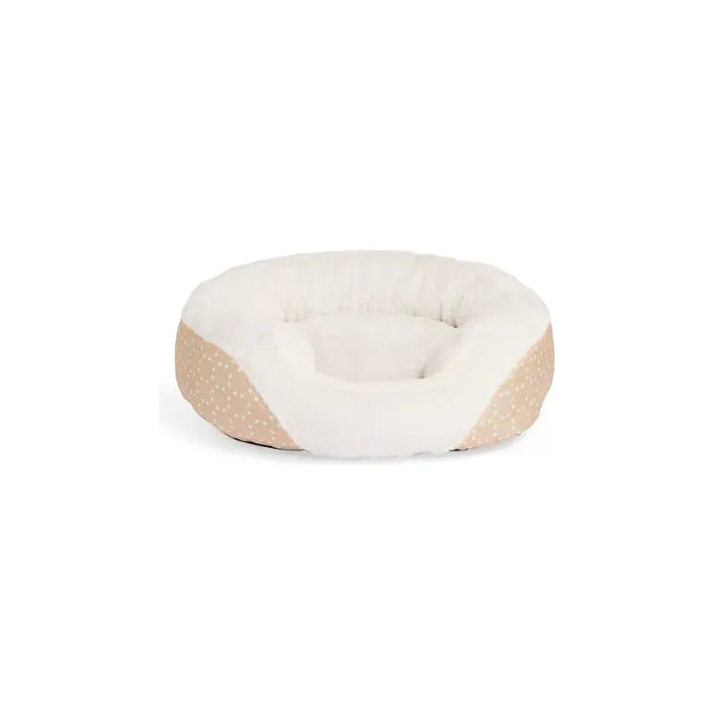 Cama Ovalada Borde Alto Diseño Polka Rosa Para Perro, Chico Rosa Circular