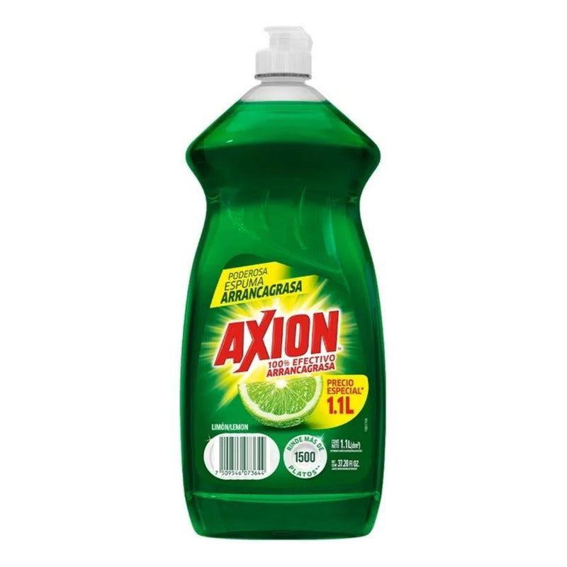 Lavatrastes Axion Limón 100% Arrancagrasa 1.1 L (2 Piezas)
