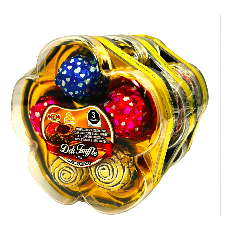 Caramelo Deli Truffle Flor Sabor Chocolate 9 Pzas De 55 Gr