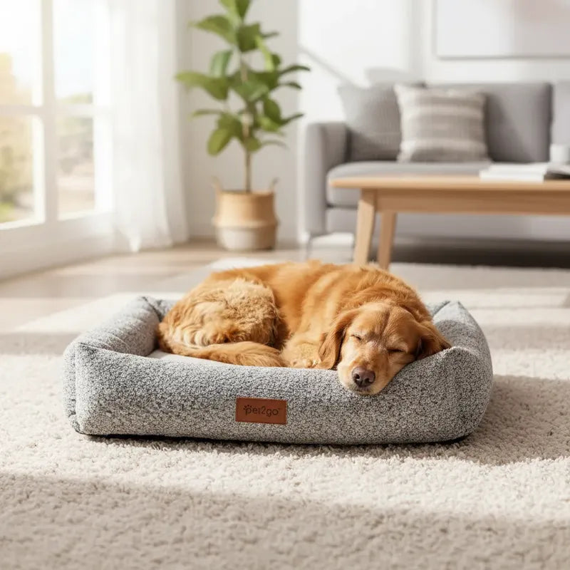 Cama Rectangular Borde Alto Color Gris Para Perro, X-chico Gris Rectangular