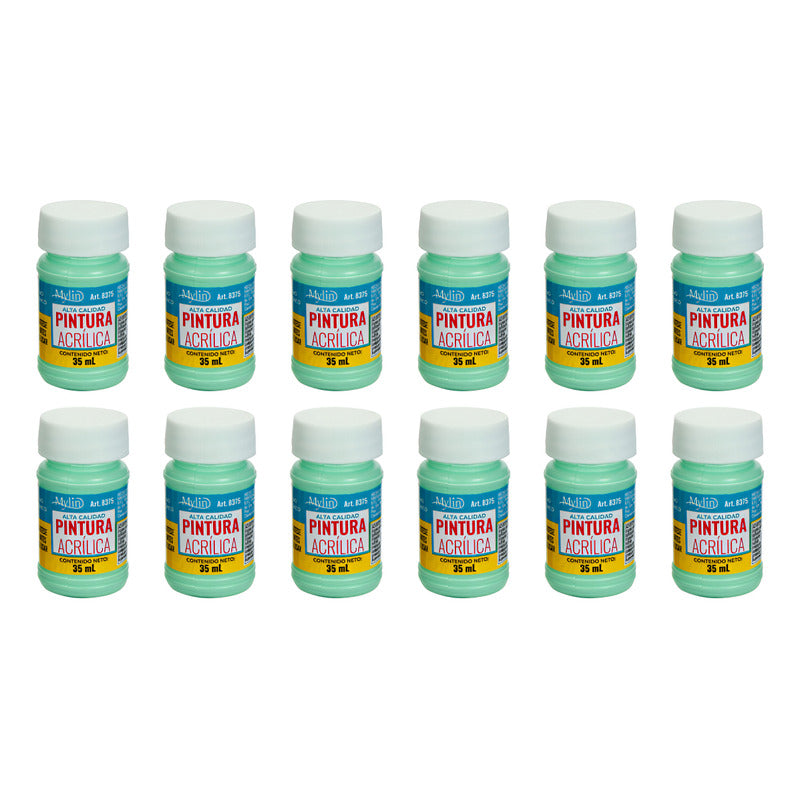 Pintura Acrílica Alta Calidad Color Menta 12 Piezas De 35ml Menta