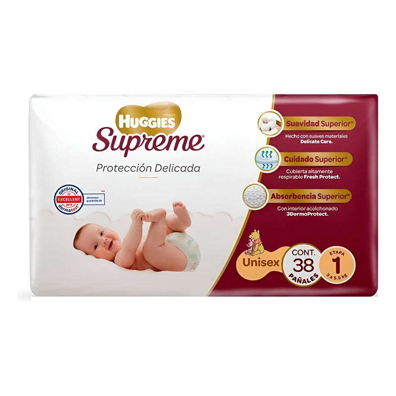 Pañales Huggies Supreme Etapa 1 Unisex 114 Pzas Etapa 1