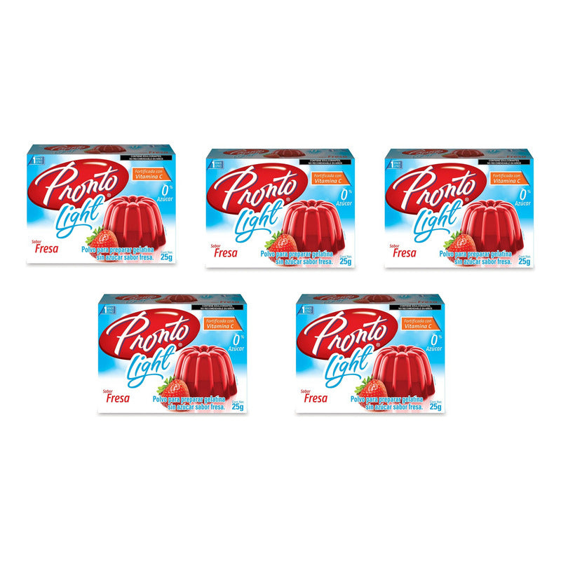 Gelatina Pronto Light Sabor Fresa 25 G (5 Piezas)