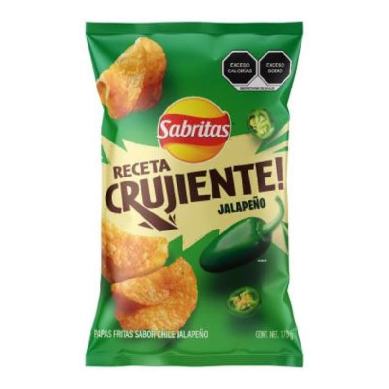 Papas Sabritas Receta Crujiente Sabor Jalapeño 170g 10pzas