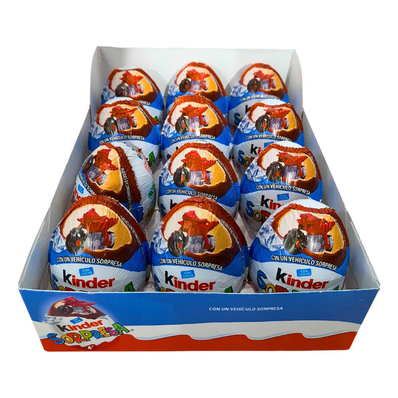 Chocolate Huevo Kinder 12 Piezas De 20 G C/u Vehiculos