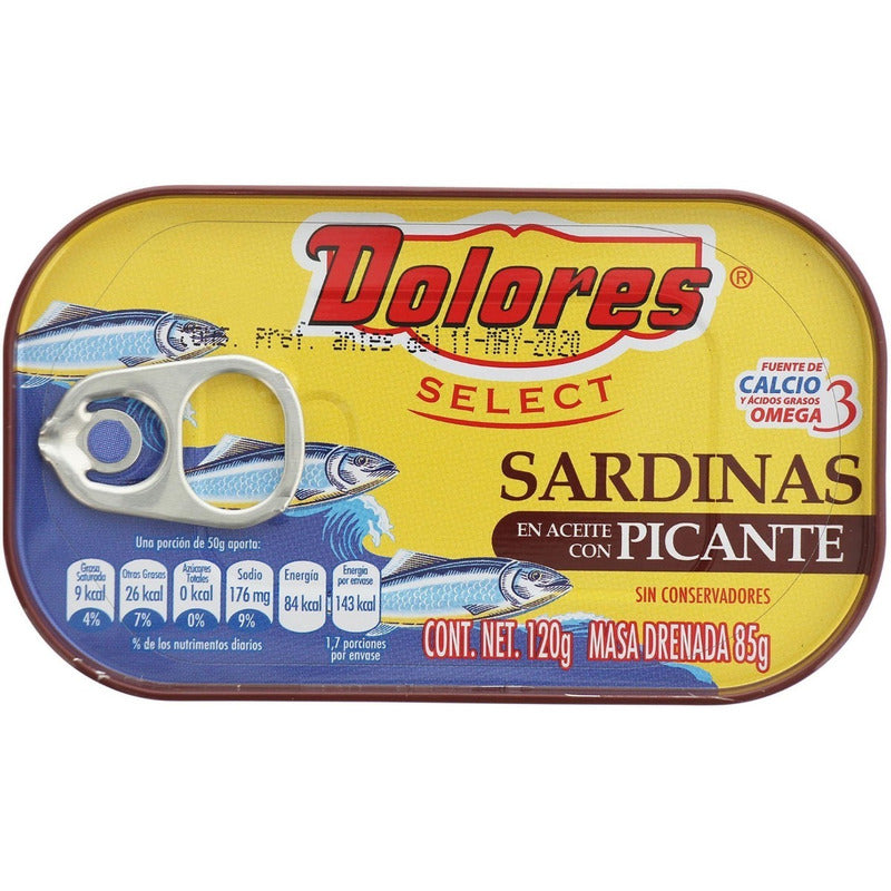 Sardinas En Aceite Con Picante Lata Dolores 120gr 8 Pack Ipg