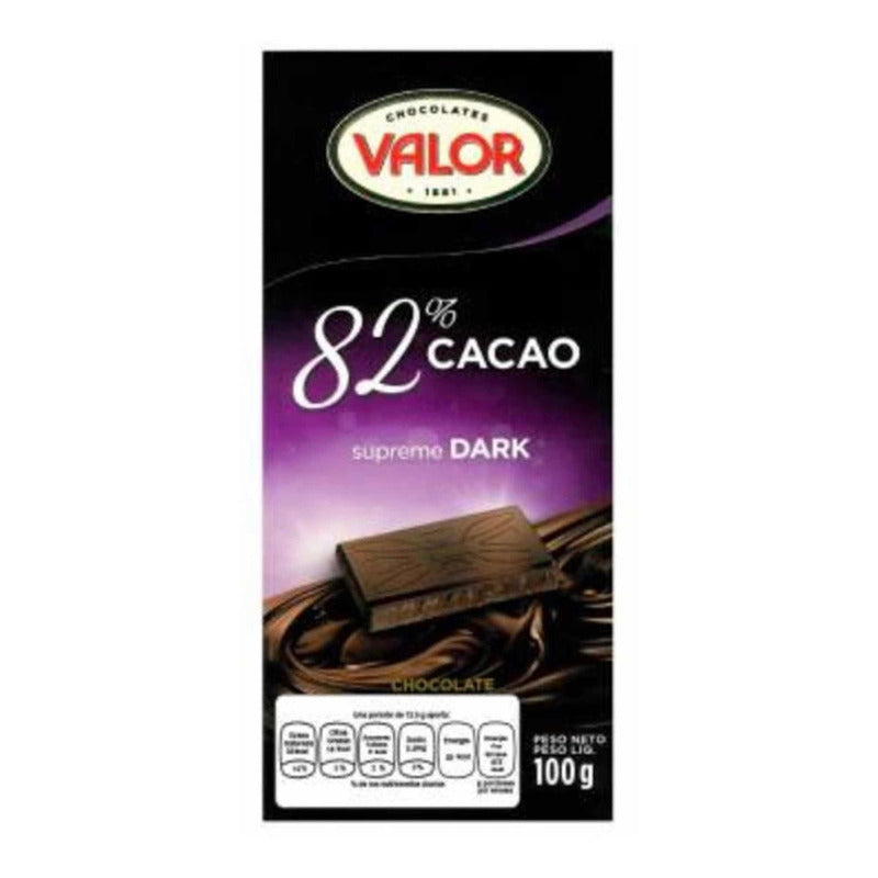 Barra De Chocolate Valor 82% Cacaosupremo 100g 2piezas