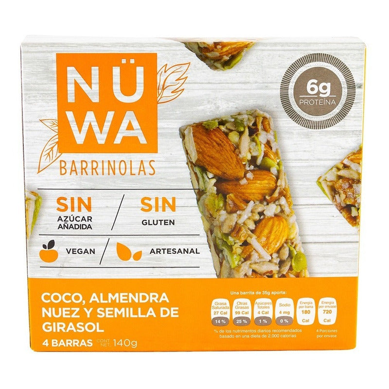 Barras Sin Azucar Con Coco Nuwa Caja 140gr 2pack Ipg