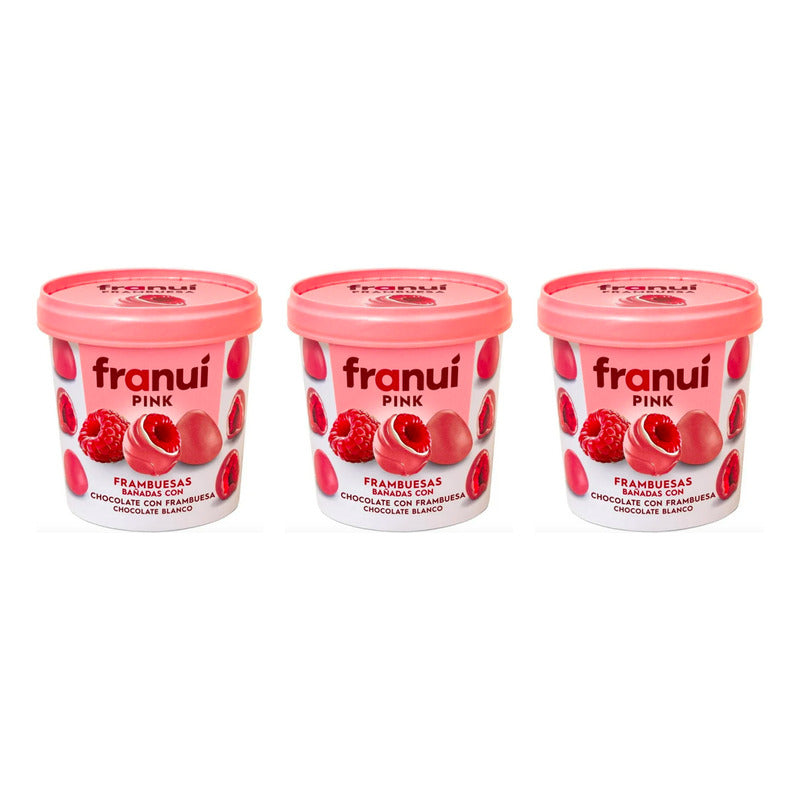 Frambuesas En Chocolate Blanco Franuí 3 Piezas De 150gr