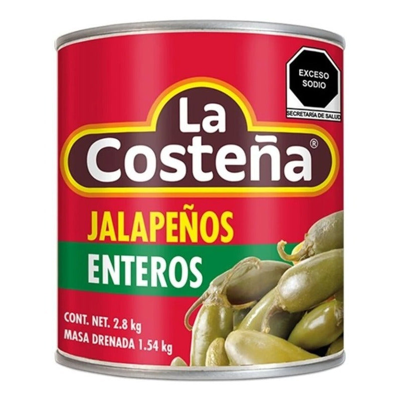 Jalapeños La Costeña Entero Escabeche 2.8kg( 2 Latas)