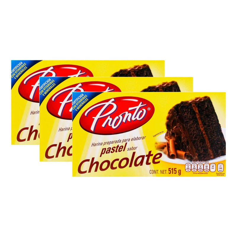 Harina Para Pastel Chocolate Pronto 515g (3piezas)