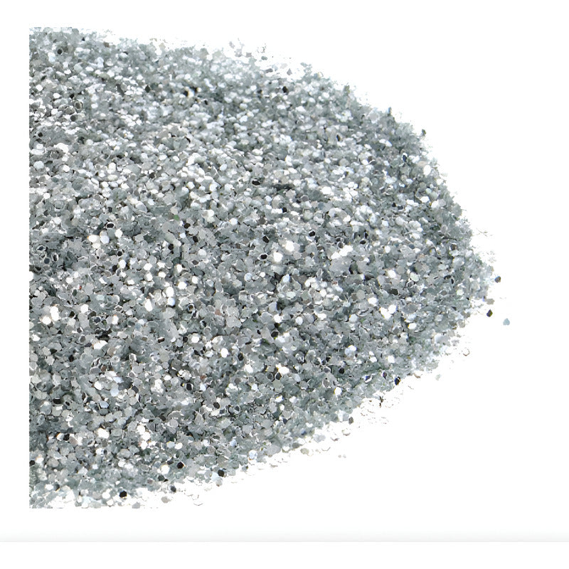 Diamantina #2 Color Plata Metalico De 0.6mm 3 Piezas De 50gr Plateado
