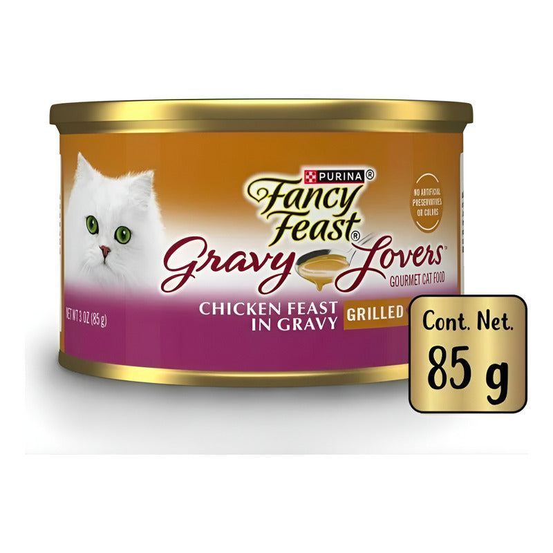 Alimento P/ Gato Fancy Feast Gravy Lovers Pollo 3 Pz De 85g