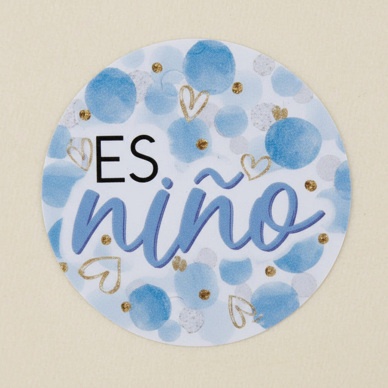 Tarjetas Para Baby Shower Es Niño De 3.5x3.5cm 72 Piezas Azul