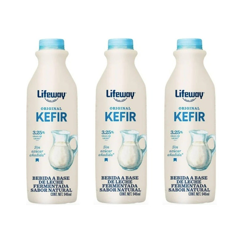 Bebida Lifeway Kefir Original Sabor Natural 3 Pzas De 946ml