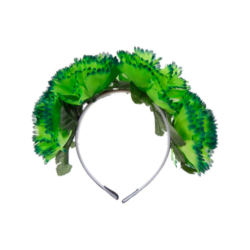 Diadema De Flores Color Verde De 20cm 1 Pieza Verde