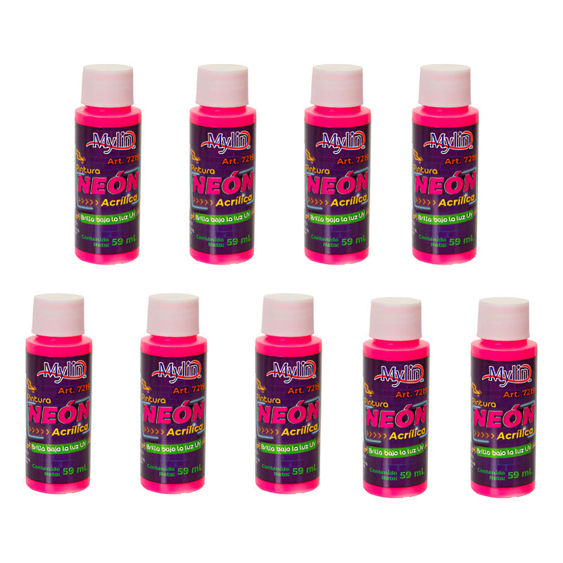 Pintura Acrílica Rosa Neón 9 Piezas De 59ml Rosa Neón