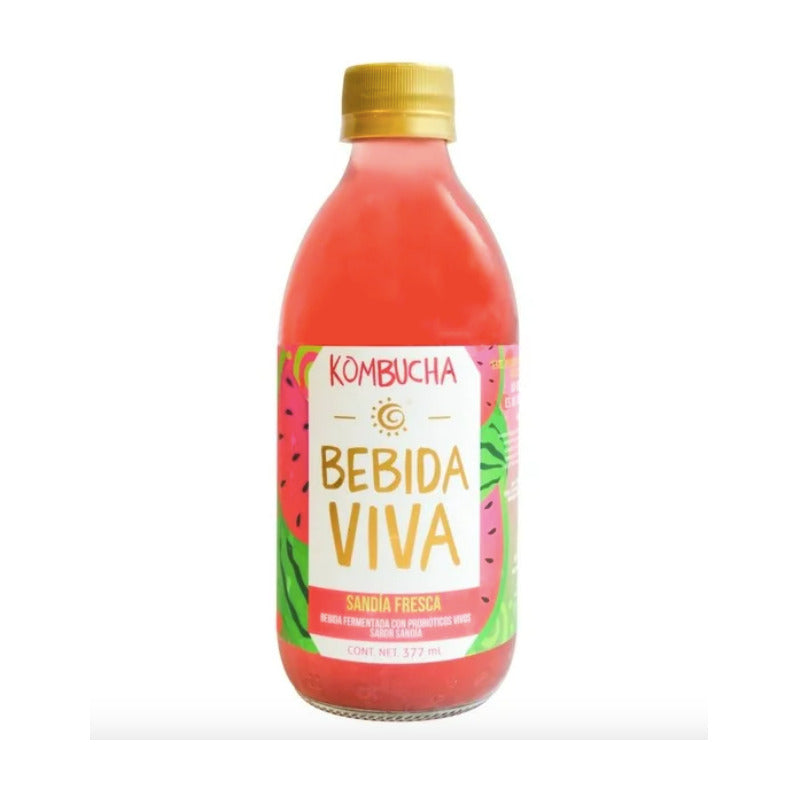 Bebida Kombucha Sabor Sandía Con Probióticos 6 Pzs De 377ml