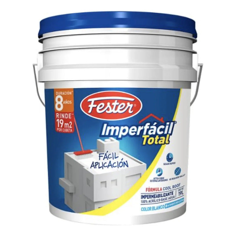 Impermeabilizante Fester Imperfácil Total 19l Blanco 8 Años Blanco Mate