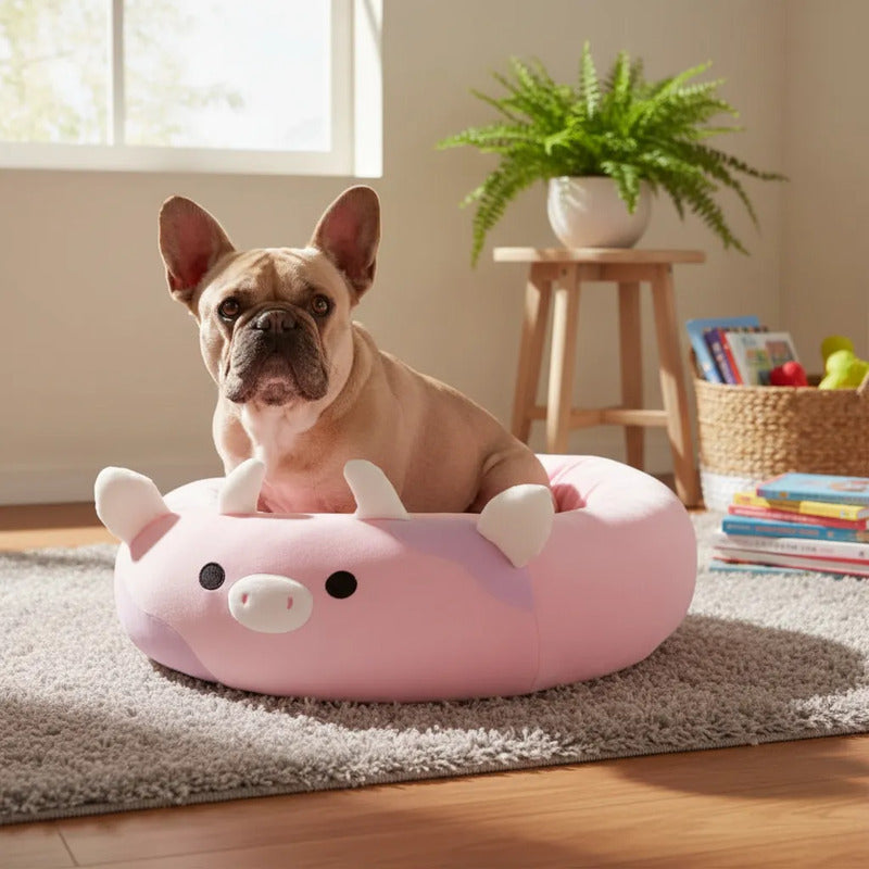 Squishmallows Cama Ovalada Vaquita Rosa Para Perro, Chico Rosa Circular