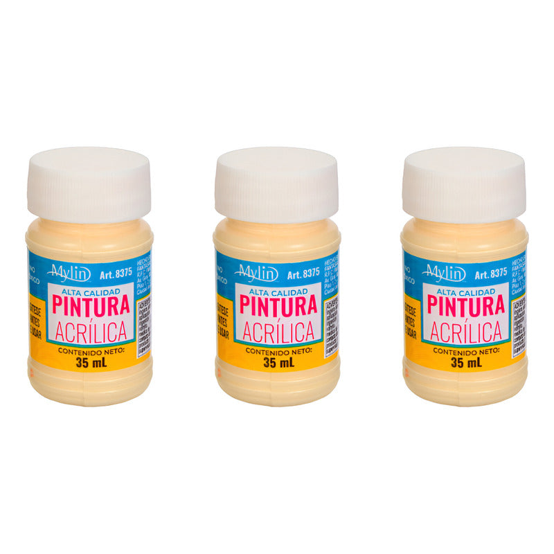 Pintura Acrílica Alta Calidad Color Vainilla 3pz D 35ml Vainilla