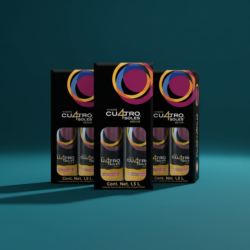 Vino Tinto Cuatro Soles Afrutado 1.5l 750ml C/u (3 Paquetes)