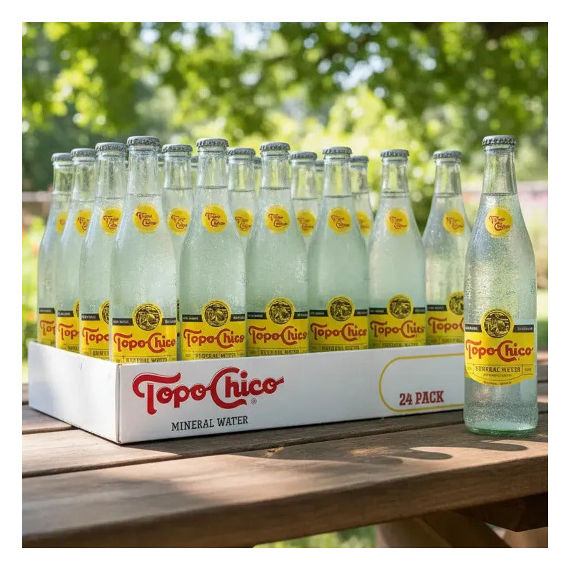 Caja Con 24 Agua Mineral Topo Chico 355ml De Vidrio