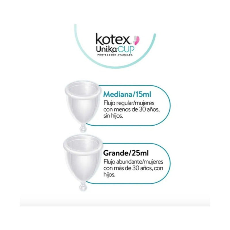 Copa Menstrual Kotex Unika Cup Talla Grande 1 Pieza Transparente Grande