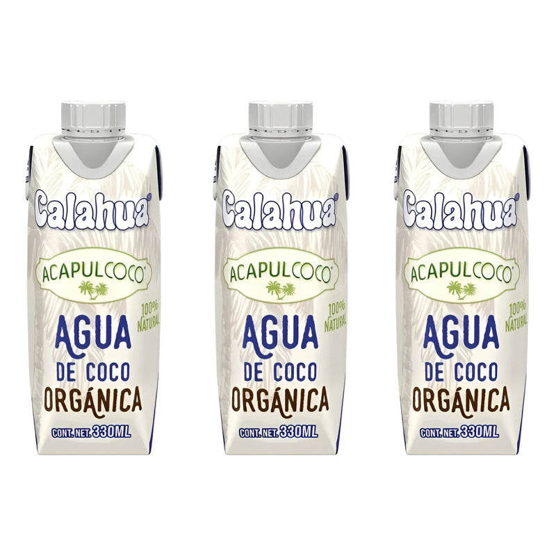Calahua Acapulcoco Agua De Coco Orgánica 12 Piezas De 330ml