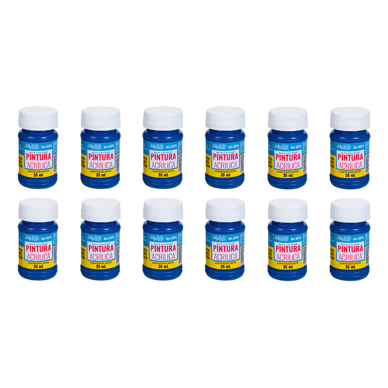 Pintura Acrílica Alta Calidad Color Azul Noche 12 Pz De 35ml Azul Noche