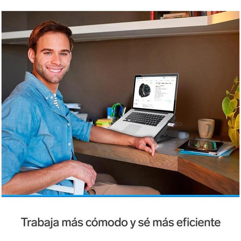Base De Enfriamiento Para Laptop, Con Ventilación | Com-098 Color 52049 Led Azul