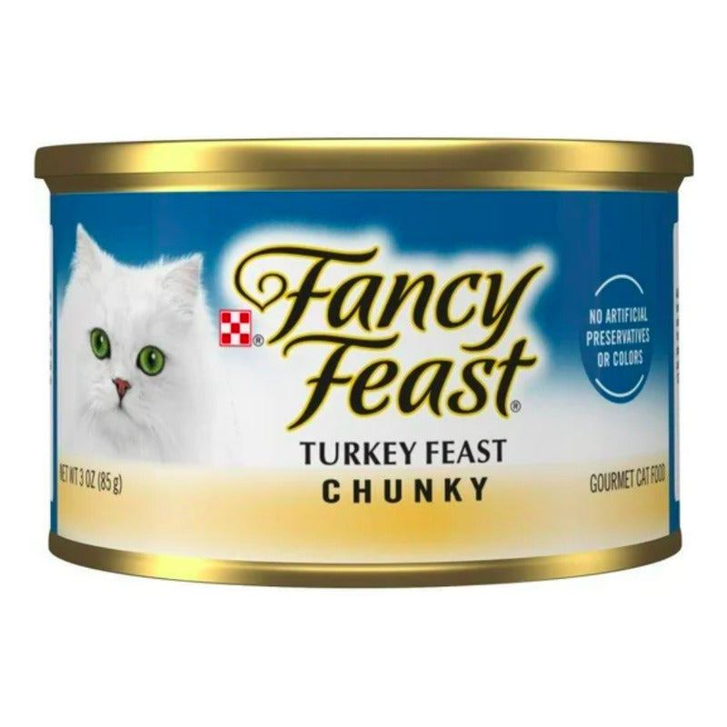 Alimento Para Gato Fancy Feast Chunky Pavo 6 Pzas De 85g