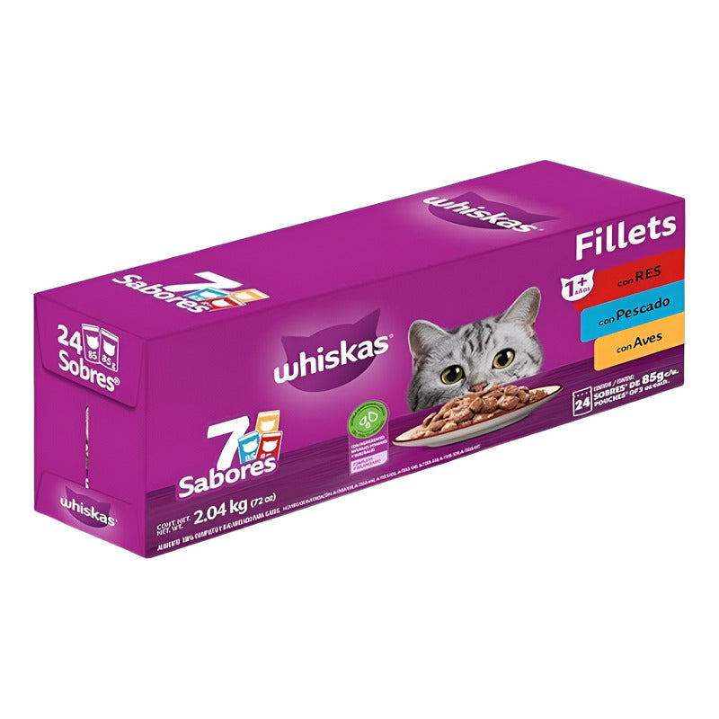 Pack X24 Sobres Multisabor Para Gato Adulto 85g Whiskas