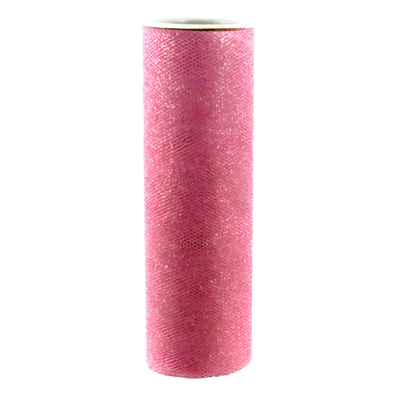 Rollo Tul Rosa Con Diamantina 5m Fantasías Miguel Diseño Rayas