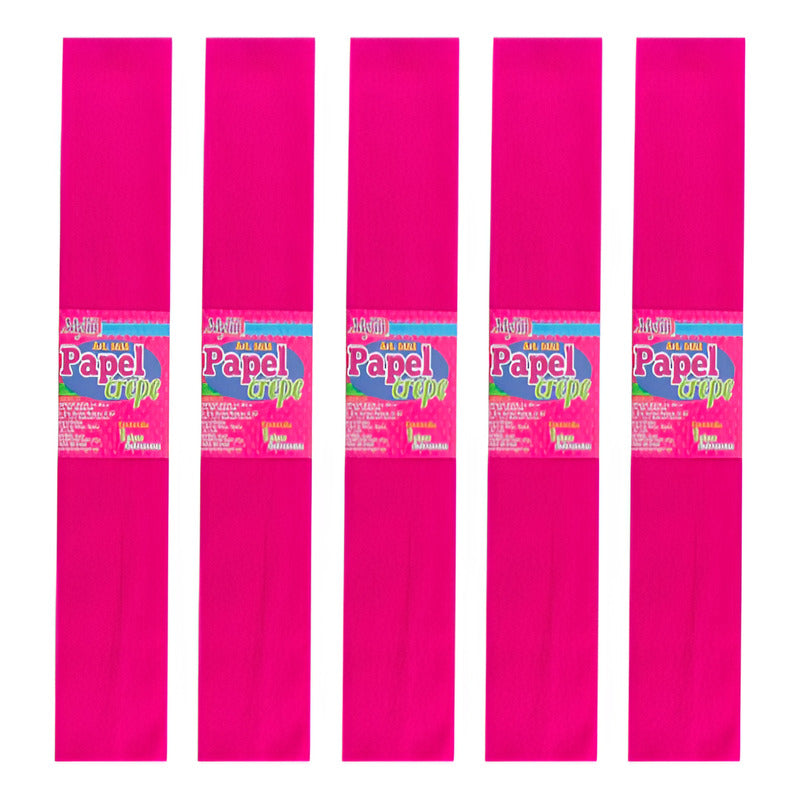 Papel Crepe Color Rosa Obscuro De 50cm X 2m 5 Pliegos Rosa Obscuro Papel Crepe