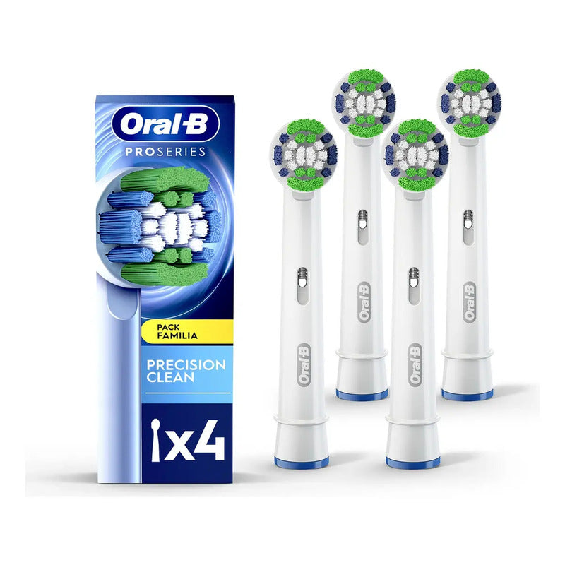 Cabezal Redondo De Repuesto Para Cepillo Eléctrico Oral-b Precision Clean, 4 Unidades Blanco/azul