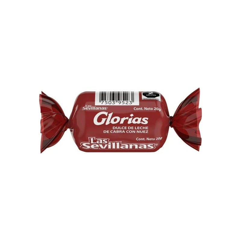 Glorias Dulce De Leche Con Nuez Las Sevillanas 50 Piezas 20g