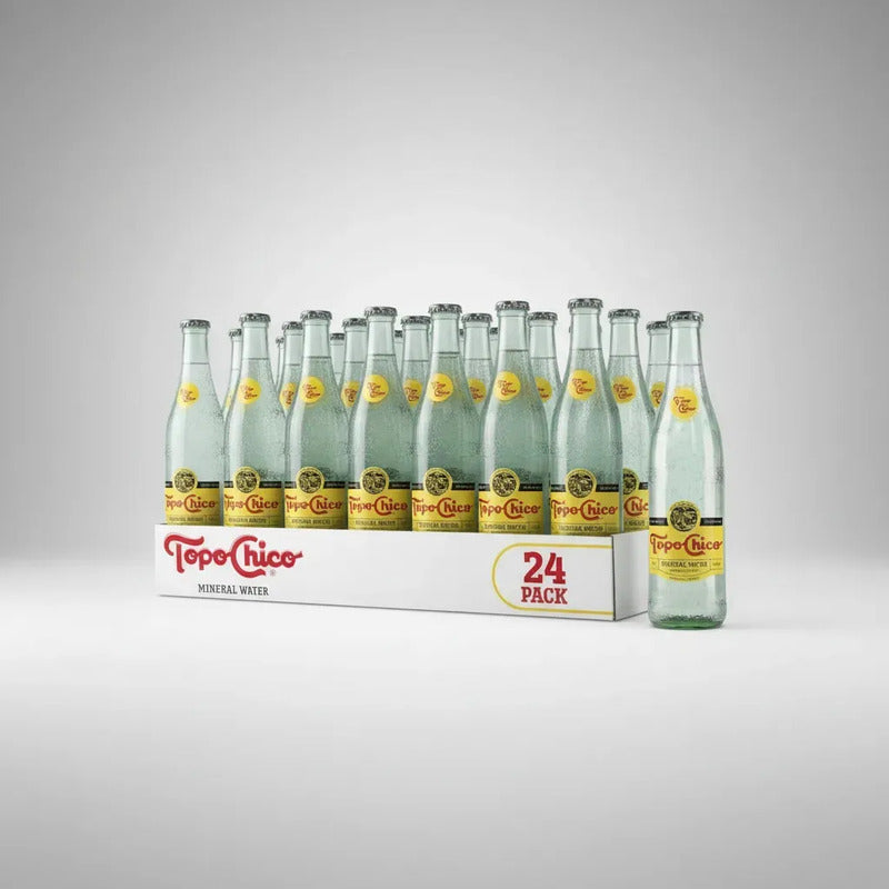 Caja Con 24 Agua Mineral Topo Chico 355ml De Vidrio