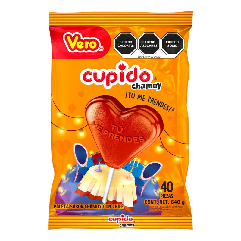 Vero Paleta Cupido Chamoy 40 Piezas (2 Bolsas)