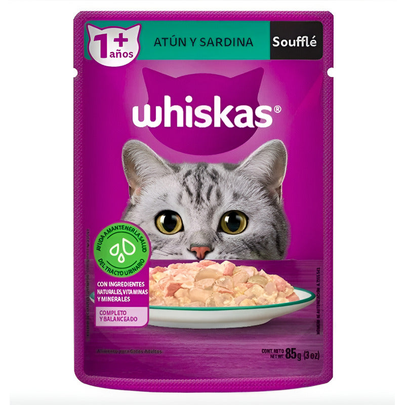 Alimento  Whiskas Soufflé Atún Y Sardina 85gr (3 Sobres)