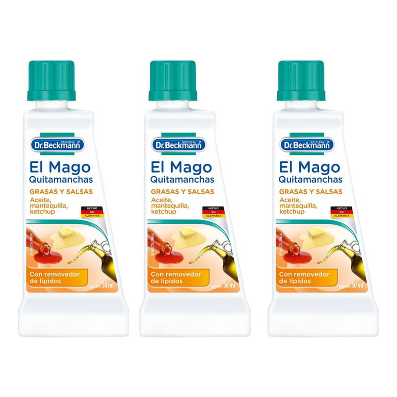 Quitamanchas Dr. Beckmann El Mago Grasas Y Salsas 3 Pz 50 Ml