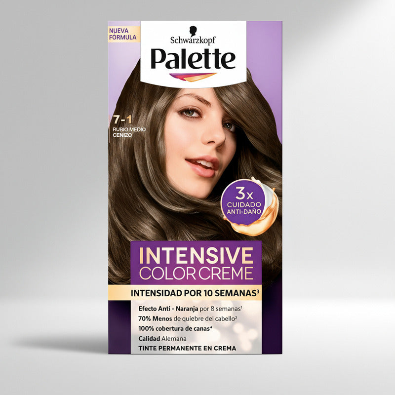 Tinte P/ Cabello Palette 7-1 Rubio Medio Cenizo 6 Pz De 50ml 7-1 Rubio Medio Cenizo