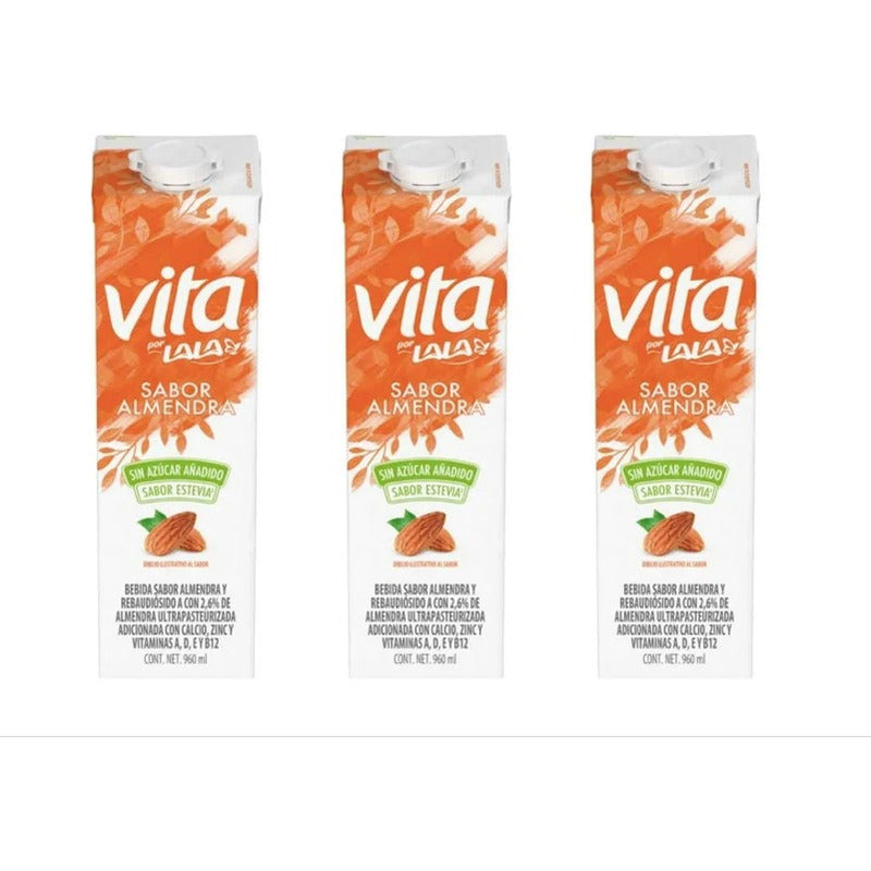 Bebida Lala Vita Sabor Almendra Con Estevia 6 Pzas De 960ml