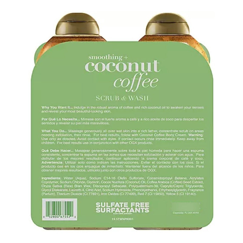 Ogx, Body Wash Y Exfoliante De Coco Y Café 2 Pack