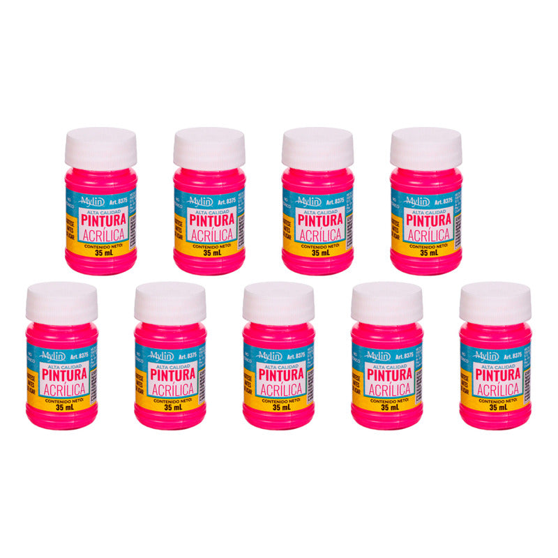 Pintura Acrílica Alta Calidad Color Frambuesa 9 Pz De 35ml Frambuesa