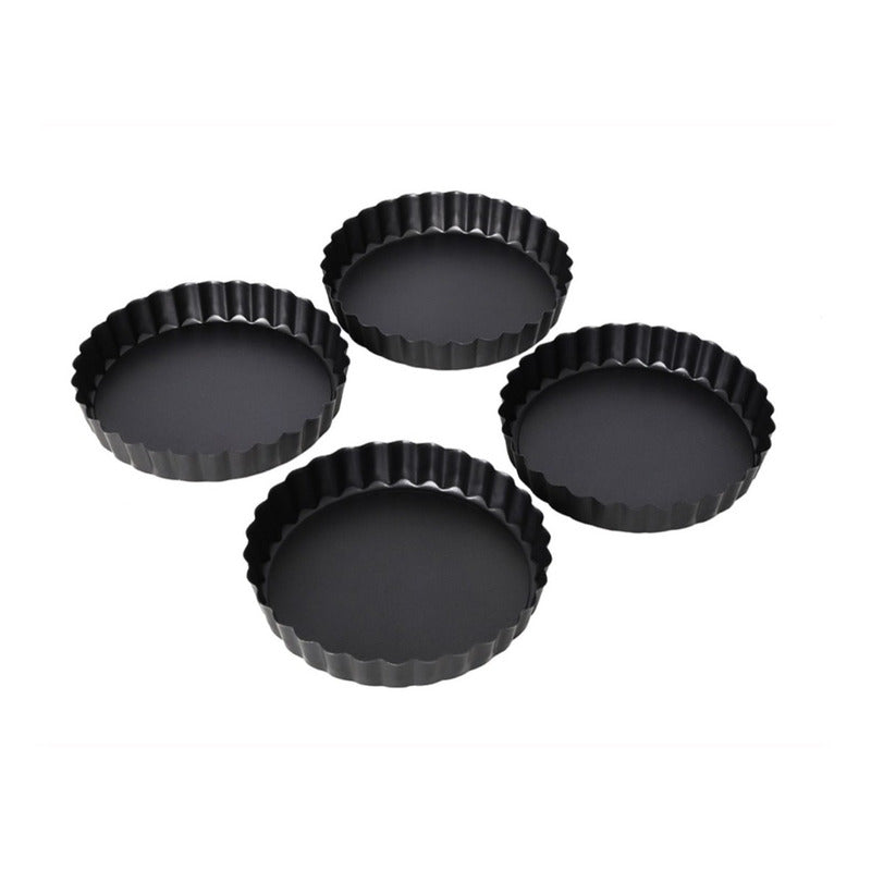 Set De 4 Moldes Para Tarta  Aluminio 12 Cm Gris Obscuro Negro