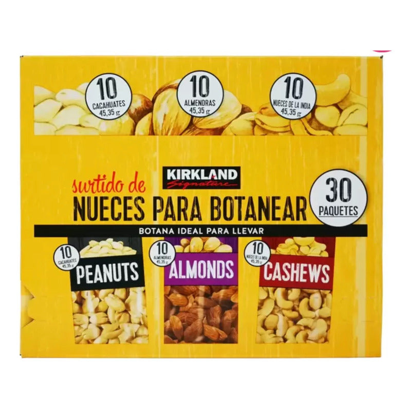 Nueces Para Botanear Surtidas 30 Pzas De 45.35 G Kirkland
