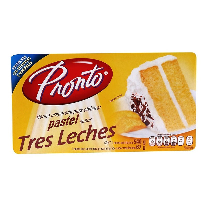Harina Para Pastel Tres Leches Pronto 540g (3piezas)