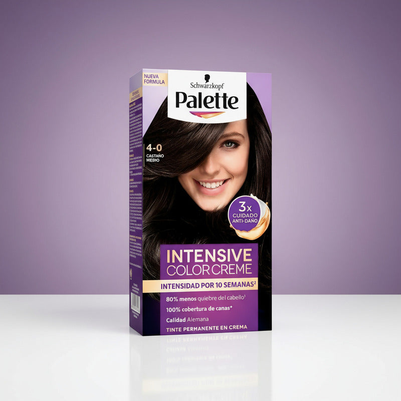 Tinte Para Cabello Palette 4-0 Castaño Medio 4 Pzas De 50ml 4-0 Castaño Medio